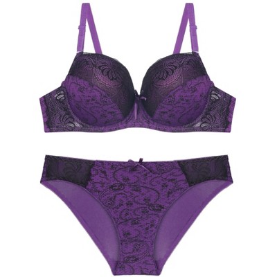 Agnes Orinda Women's Plus Push-Up Underwire Comfort Undergarment Set