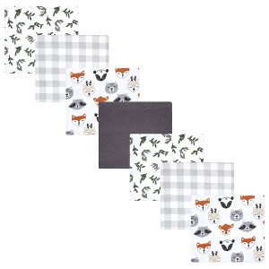 Hudson Baby Unisex Baby Cotton Flannel Receiving Blankets Bundle, Woodland Faces, One Size - 1 of 4