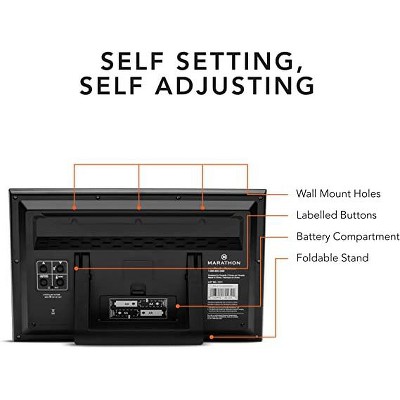 Marathon Black Atomic Digital Clock with Indoor/Outdoor Temperature