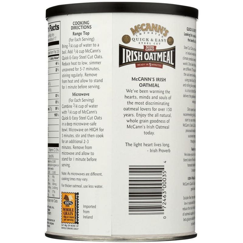 McCann's Quick and Easy Steel Cut Irish Oatmeal - Case of 12/24 oz, 3 of 8