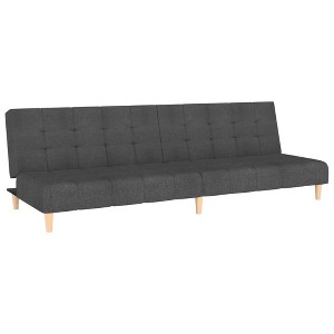 vidaXL 2-Seater Sofa Bed - Convertible Twin Loveseat, Dark Gray Fabric Upholstered Couch for Living Room, Studio, Apartment - 1 of 4