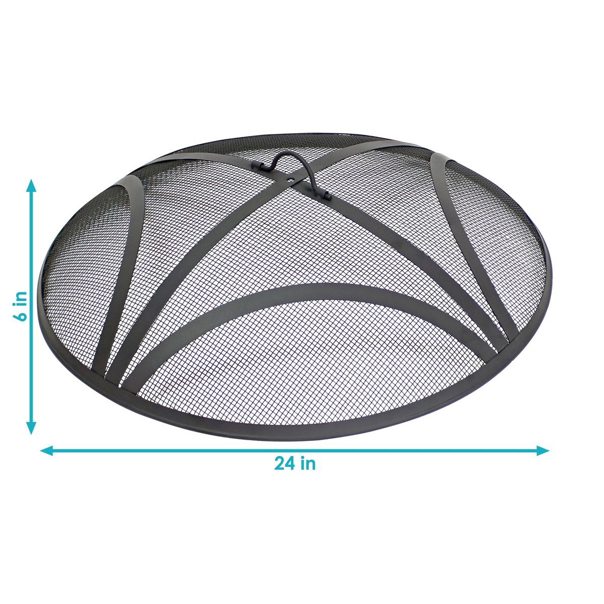 Sunnydaze Outdoor Heavy-Duty Reinforced Steel Round Fire Pit Spark Screen with Ring Handle - Black - thumbnail 8