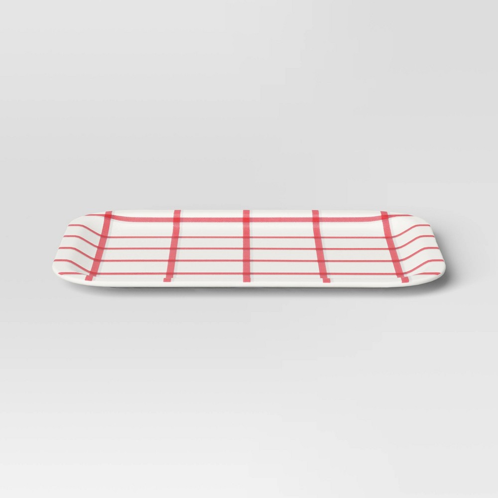 Small Melamine Tray White/Red Plaid - Room Essentials™
