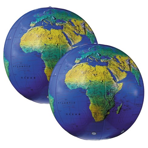 Educational Inflatable Globe Of The World - 12 Inch Blow Up Earth Ball With  Stand For Kids - Large Accurate Political Map Desktop Globes - Giant Planet  Earth Classroom Learning Toys For Children 