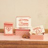 Storied Home Decorative Metal Striped Box with Vintage Snowman Image and Lid "Frosty's Snow Cones", Red and White - 2 of 2