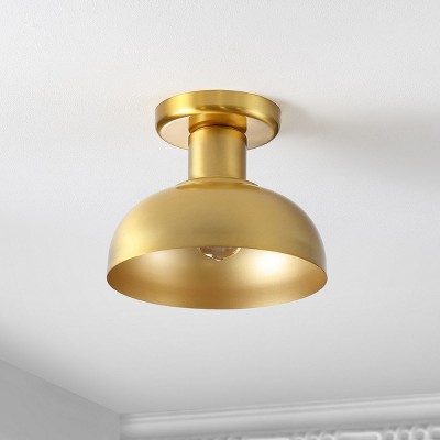 Helm 13" Brass and Glass LED Flush Mount Light