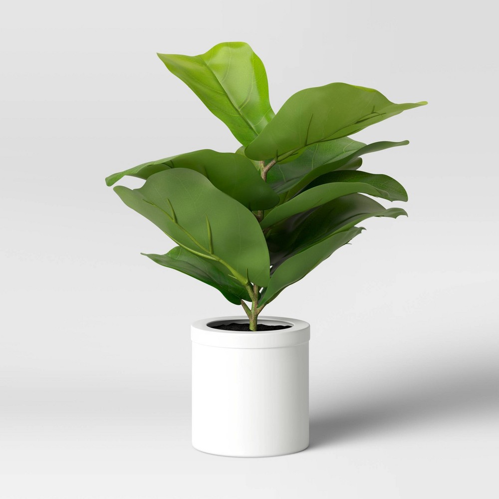 Photos - Garden & Outdoor Decoration 15" x 10" Artificial Fiddle Leaf Plant in Pot - Threshold™