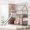 NicBex Twin Size Bunk Bed House Shape Loft Bed Pine Bed Frame with Full Length Guardrail, Slide and Ladder, No Box Spring Required - 2 of 4