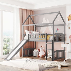 NicBex Twin Size Loft Bed with Slide,Space-Saving Loft Bed with Fun Slide & Sturdy Wood Construction,Playful Twin Loft Bed for Kids - 1 of 4