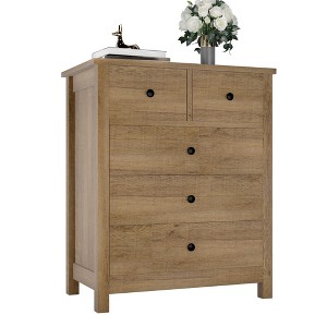Dresser for Bedroom, 5 Drawer Dresser Wood Dresser with Metal Handle - 1 of 4