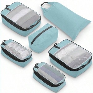 Dusty Teal Mesh Packing Cube 6-Piece Set, Includes Compression Cubes ...