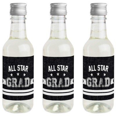 Big Dot of Happiness All Star Grad - Mini Wine and Champagne Bottle Label Stickers - Graduation Party Favor Gift for Women and Men - Set of 16