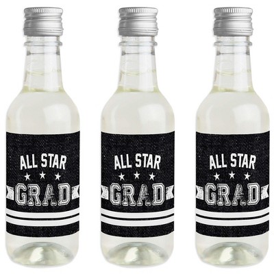 Big Dot of Happiness All Star Grad - Mini Wine and Champagne Bottle Label Stickers - Graduation Party Favor Gift for Women and Men - Set of 16