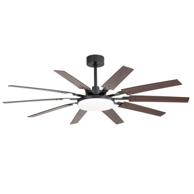Airsurfer 52" Modern Ceiling Fan with 22W Dimmable LED Light, 8 Plywood Blades, Matte Black Finish & Reversible Quiet Motor