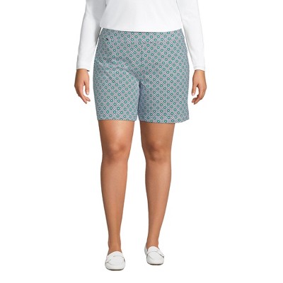 Lands' End Women's Plus Size Starfish Mid Rise 7 Pull On Shorts - 2x -  Emerald Medallion Tiles : Target