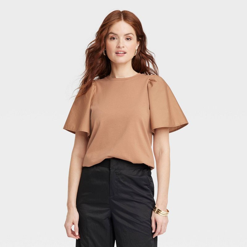 Women's KTW Puff Elbow Sleeve T-Shirt - A New Day™, 1 of 11