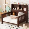 Twin Size Platform Bed Crib Bed Frame with Storage Headboard & Safety Guardrails, Pull-Out Playpen & Convertible Sofa - ModernLuxe - 2 of 4