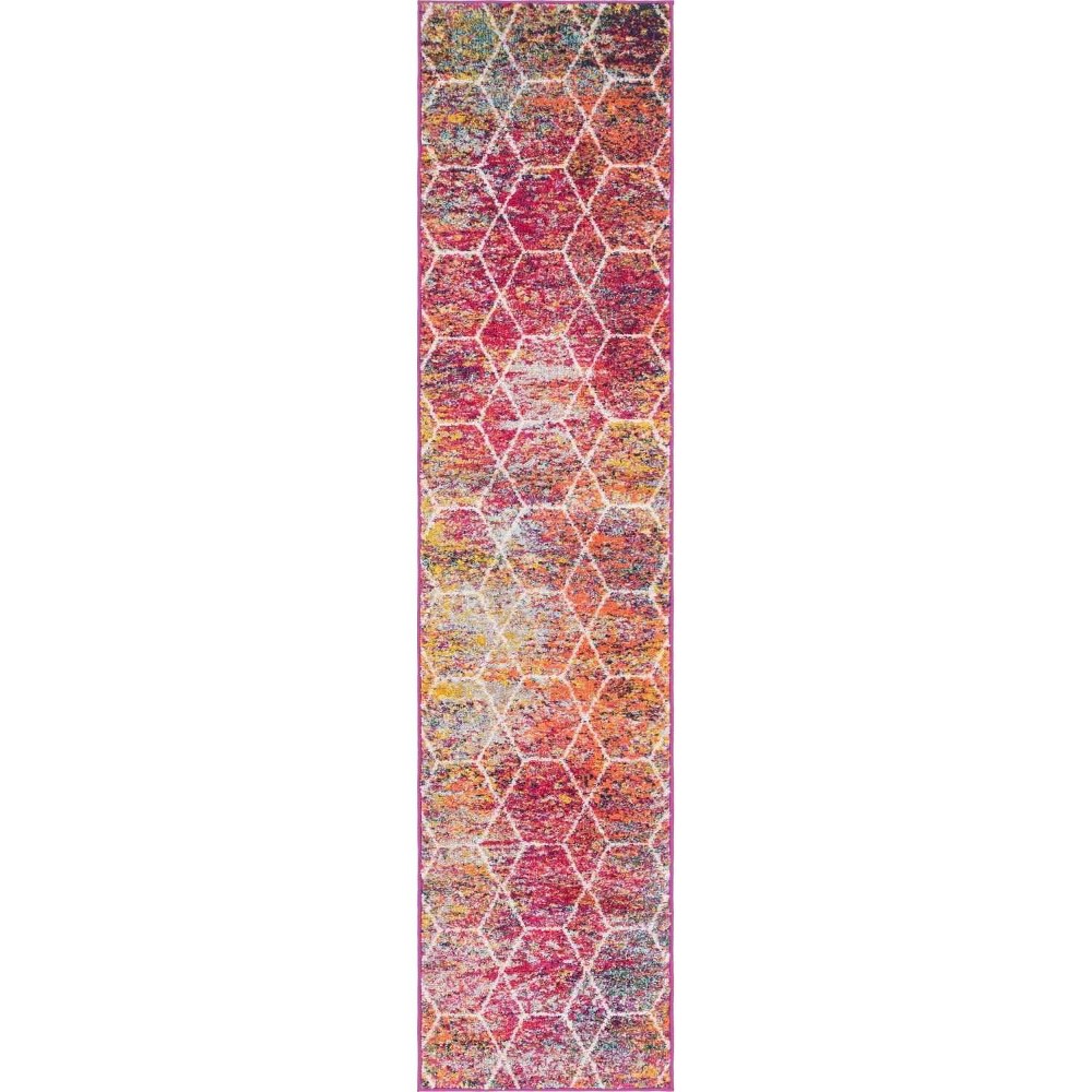 UPC 889919909532 product image for 2'x9' Runner Geometric Trellis Frieze Rug Fuschia - Unique Loom | upcitemdb.com