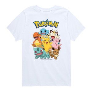 Boys' - Pokémon - Pikachu Eevee Jigglypuff Charmander Squirtle Bulbasaur Meowth Short Sleeve Graphic T-Shirt - 1 of 4