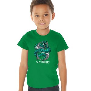 Toddler Boys' Harry Potter Mosaic Slytherin With Snake T-Shirt - 1 of 4