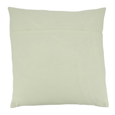 20''x20'' White Cotton Embroidered Dashes Square Pillow Cover