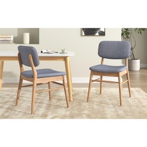 Kumasinova 17.5"Mid-Century Dining Chair with Rubberwood Legs,Set of 2,Refined Fabric Upholstery Kitchen Chair,Retro Armless Chairs - 1 of 4