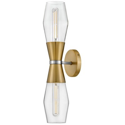 Livie Lacquered Brass and Clear Glass 2-Light Wall Sconce