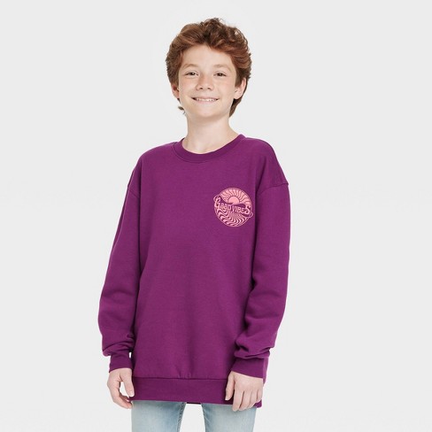 Boys' Crew Neck Fleece Pullover Sweatshirt - Art Class™ Purple Xl Husky ...