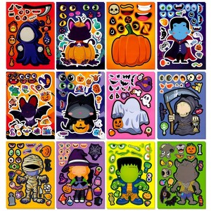 Wrapables Make Your Own Halloween Stickers, DIY Make a Face Sticker Sheets, Halloween Crafts and Activities, Party Favors (24 Sheets), Trick or Treat - 1 of 4