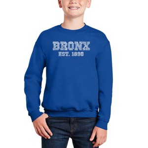 LA Pop Art Popular Neighborhoods In Bronx, Ny - Boy's Word Art Crewneck Sweatshirt - 1 of 3