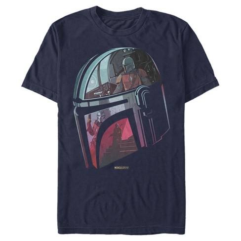 Men's Star Wars The Mandalorian Helmet Reflection T-shirt - Navy Blue ...