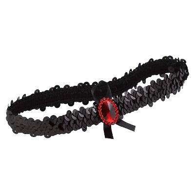 Sequin Garter - Black/Red