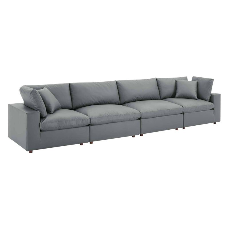 Commix Down Filled Overstuffed Vegan Leather 4 Seater Sofa - Modway, 2 of 11