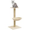 vidaXL Cat Tree Cream Engineered wood, plush, sisal Standard Durable - 3 of 4