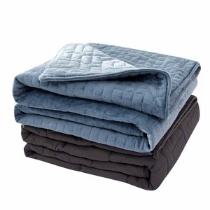 Dreamothis 48" x 72" 15lbs Microfiber Weighted Blanket with Duvet Cover Blue: All Ages, Zipper Closure, Microplush Fabric - 1 of 4