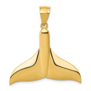 Black Bow Jewelry 14k Yellow Gold 32mm Whale Tail Pendant - 1 of 4