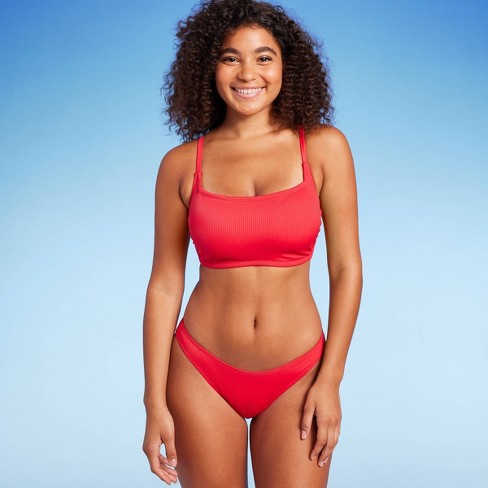 Women's High Leg Cheeky Scoop Back One Piece Swimsuit - Wild Fable™ Red 16  : Target