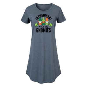 Women's - Instant Message - Shenanigans With My Gnomies Graphic T-shirt Dress - 1 of 4
