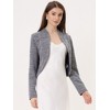 Allegra K Women's Elegant Cardigan Plaid Open Front Office Shrug Long Sleeve Cropped Bolero Top - 4 of 4