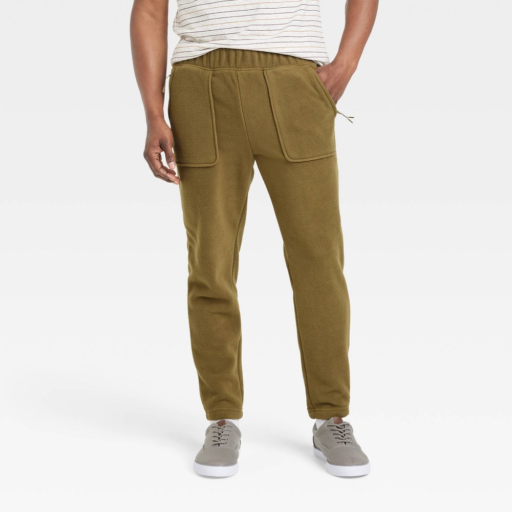 Men's Regular Fit Tapered Polar Fleece Jogger Pants - Goodfellow & Co Forest Green M