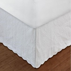 Greenland Home Fashion Paisley Quilted Bed Skirt 18" - White - 1 of 3