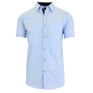 Galaxy By Harvic Men's Short Sleeve Slim Fit Oversized  Button Down Dress Shirt ( Sizes 3X-5X) - 1 of 4