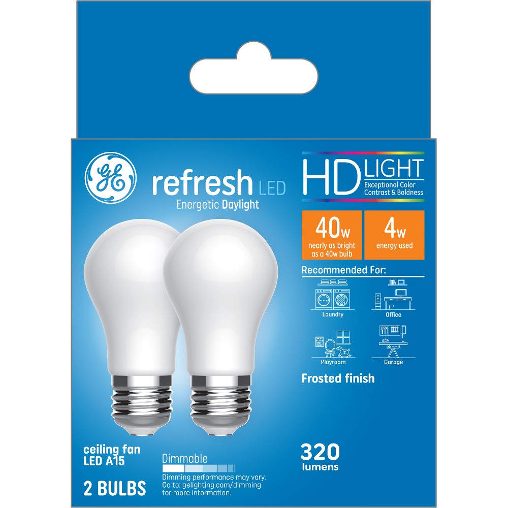 Photos - Light Bulb General Electric GE 2pk 40W Refresh A15 LED Ceiling Fan  Daylight Frosted 