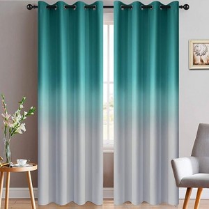 Yakamok Gradient Color Ombre Curtains ( Teal 52x96 Inch, Set of 2) - 1 of 1
