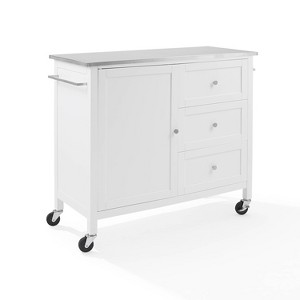 Soren Stainless Steel Top Kitchen Island/Cart with Adjustable Shelf & Casters - Crosley - 1 of 4