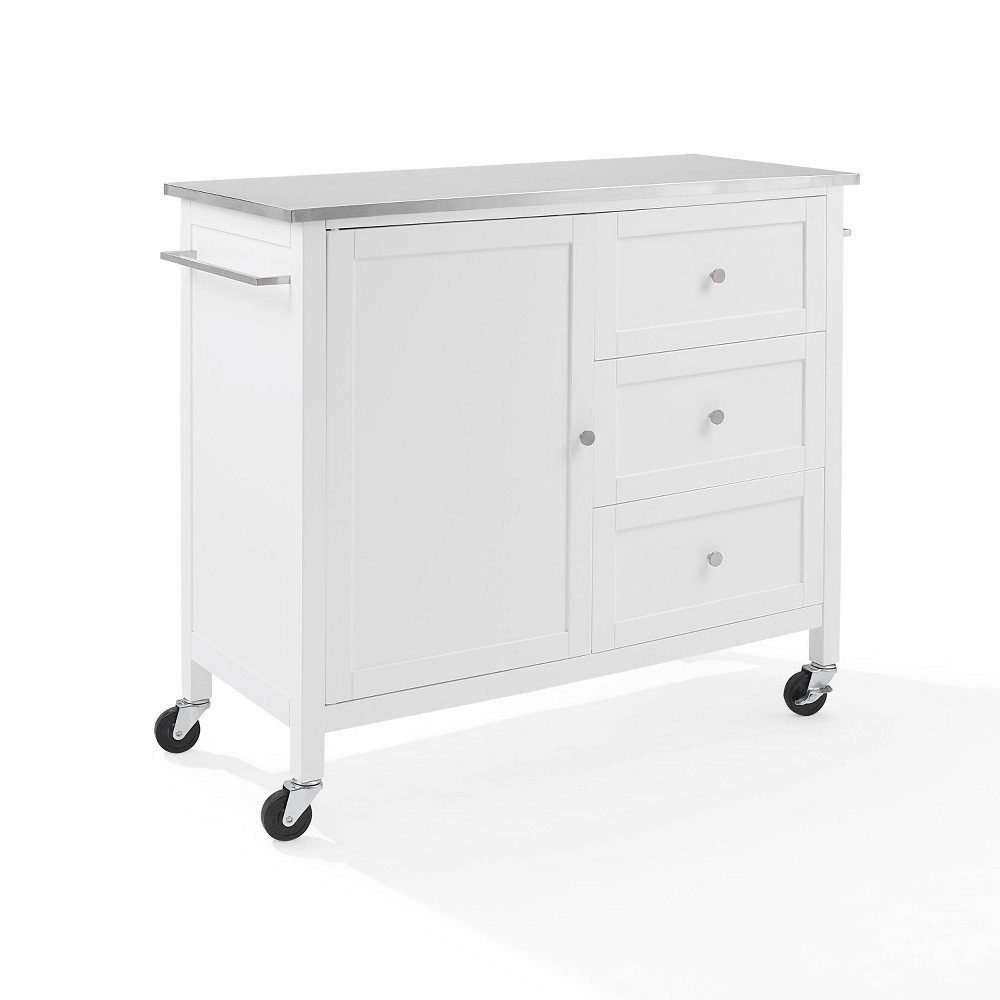 Soren Stainless Steel Top Kitchen Island/Cart with Adjustable Shelf & Casters - Crosley