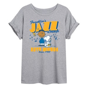 Women's - Peanuts - Franklins Jazz Lounge -Womens Oversized Graphic T-Shirt Oversized Graphic T-Shirt - 1 of 4