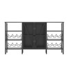 GustoWave 55 Inch Farmhouse Wine Bar Cabinet, Rustic Liquor Cabinet with Wine Rack & Glass Holder, for Living Room, Rustic Black - 2 of 4