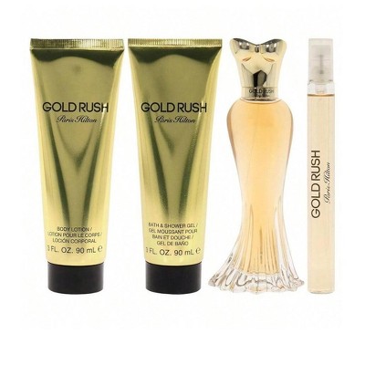 Paris Hilton Gold Rush 4 Pc Set Women Edp Spray 3.4, Spray 0.34, Body Lotion 3.0, Shower Gel 3.0 Oz