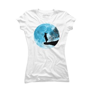 Junior's Design By Humans Moon Bunny By Maryedenoa T-Shirt - 1 of 3